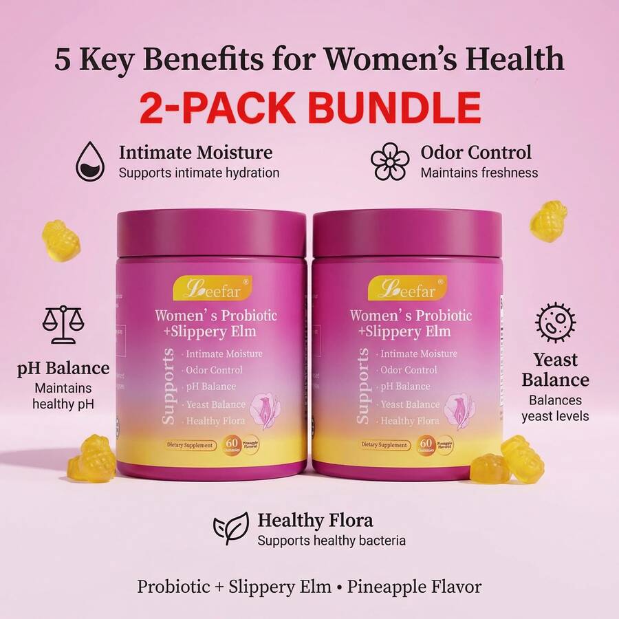 Best Gift For Mom –Leefar Probiotic Gummies For Women – 2-Pack 120 Gummies – Supports Gut Health, Digestion & PH Balance – Happy Gut Formula With Prebiotics – Vegan Non-GMO – Buy 2-Pack & Save More - Leefar Women's Probiotic – 2-pack - View 1