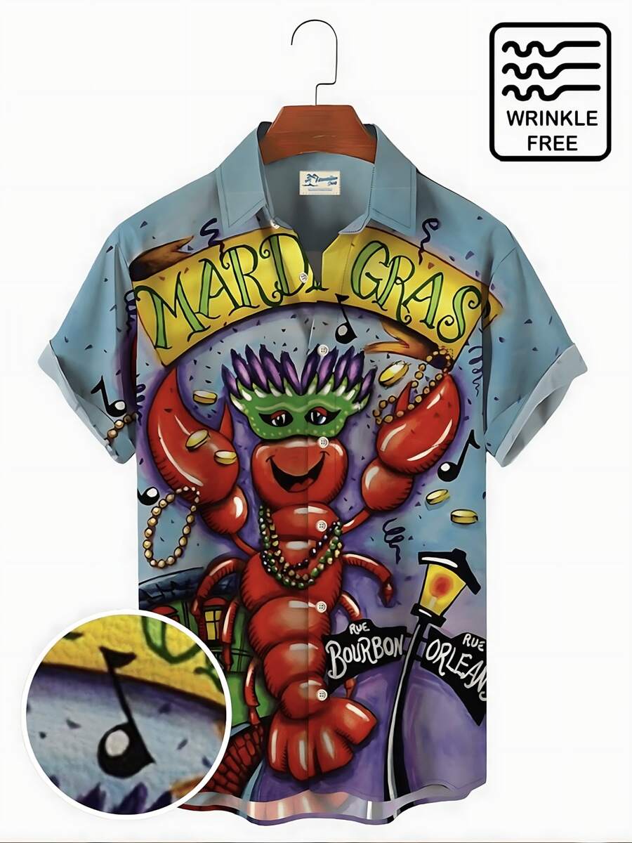 Summer Funny Hawaiian Shirts Men Clothes Street Retro Man Casual Short Sleeve Top Sea Marine Animals 3d Lapel Men's Shirt - A508D-AL23013 - 查看 1