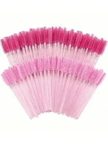 150/100/50/1 Stück Einweg-Mascara-Bürsten, Nylon-Borsten-Wimpernbürsten, Duftfreie Augenbrauen-Verlängerungsbürsten (mit ABS-Kunststoffgriff), geeignet für normale Haut - Rosa und schwarze Bürstenkopf-Set - Mehrfarbig - Übersicht 2