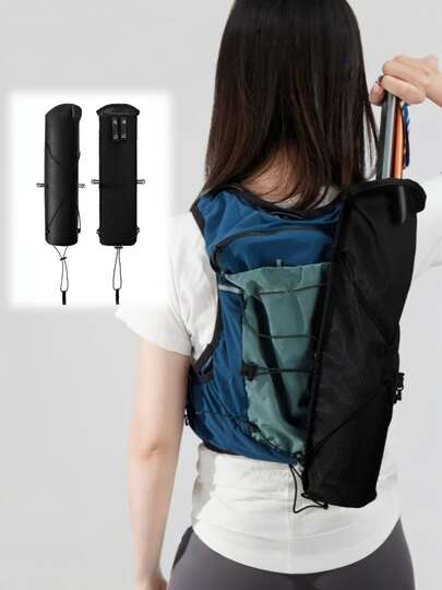 1pc Portable Hiking Pole Storage Bag, Quick Access Arrow Quiver Design, Bottom Mesh Drainage, Attachable To Backpack For Hiking, Camping And Travel Gear Organization