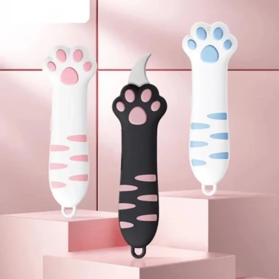 Cute Cat Paw Retractable Utility Knife, Foldable Art Cutting Knife For Paper, Alloy Steel Blade, Box Opener, Gift For Friends And Family