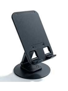 1 pieza Soporte de teléfono de aleación de aluminio giratorio, diseño ergonómico, adecuado para dispositivos móviles y tabletas. Este soporte portátil es muy conveniente para usuarios encorvados y compatible con todos los tipos de teléfonos inteligentes. Accesorios de escritorio de oficina, suministros de oficina, accesorios de oficina - Soporte de disco metálico - Ver 10