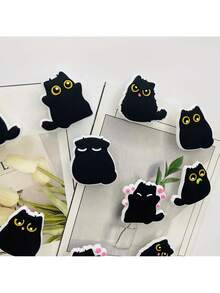 Random 4/10 Cute Black Cat Fridge Magnets Set, Decorative Soft Resin Black Cat, Multi-Functional Gift, Suitable For Kitchen And Office, Bag Accessories, DIY Accessories, Ideal For The Holidays - màu đen - Xem 1