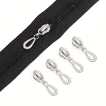 Tiradores de cremallera con gota de metal, recambios de cremallera de nailon plateado, accesorios DIY para equipaje y ropa, deslizadores de cremallera lisos desmontables - plata - Ver 4
