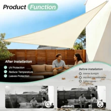 1pc Waterproof Triangle Off-White Sun Shade Sail UV Protection Outdoor Canopy For Patio, Deck, Garden, Backyard, Camping Equipment - Off White - View 5
