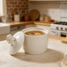 LECHENG HOUSEHOLD 2个带盖陶瓷罐，白色，3D兔子造型盖，可作零食罐、砂锅、调料罐等，用途广泛，适合家居、厨房、餐厅、婚礼、复活节、节日礼品等场合。 - 白色 - 查看 5