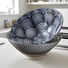 2个装，9英寸日式陶瓷拉面碗，56盎司，可作面条碗、沙拉碗、水果碗、意面碗，适用于家庭厨房、餐厅、节日聚会、礼品，可用洗碗机和微波炉清洗，易于清洁 - 彩色 - 查看 4