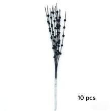 5件/10件套人造亮片花枝带浆果，可爱逼真，家居装饰，适用于节日婚礼派对、餐桌、卧室装饰、圣诞礼物、藤编DIY装饰、圣诞树和植物装饰、室内外圣诞装饰、房间装饰 - 黑色 - 查看 10