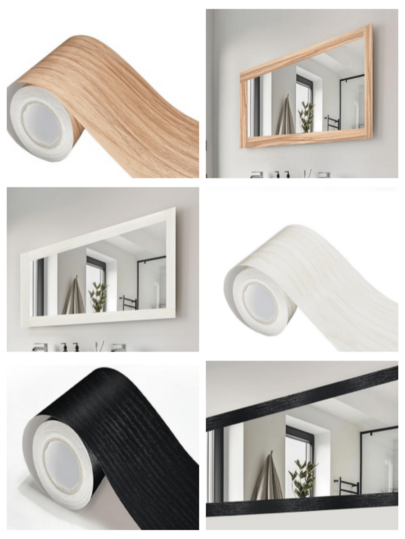 1 miếng dán vân gỗ chống thấm nước, giấy dán tường tự dính có thể tháo rời, thích hợp cho khung gương, tủ, đồ nội thất, tường và trang trí phòng ngủ DIY.