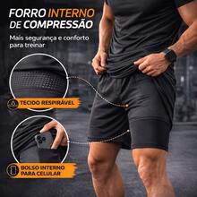 Kit Of 3 2-In-1 RUN Double Shorts For Men's Gym, Running, And Training With Elastane - Helanca Fabric - 水鴨藍 - 查看 9