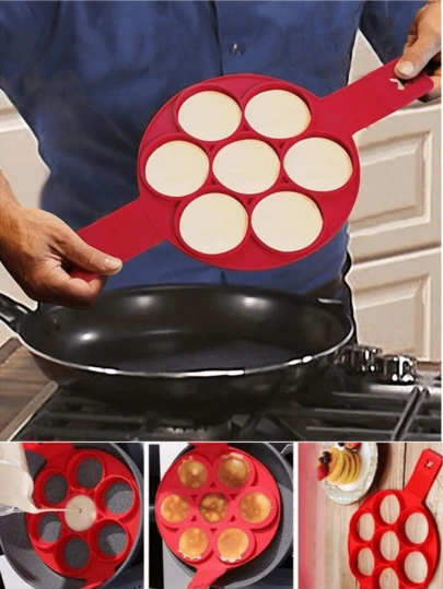 7孔不粘硅胶煎饼模具 - 方便家庭烹饪和餐厅使用，电器配件，厨房用品，父亲节，母亲节，圣诞节，感恩节，万圣节，情人节礼物，家用电器，小型工具，圣诞用品