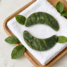2pcs Crescent Moon Shaped Stone Massage Patches For Eye Area Skin Care, Home Use, Gift For Women, Valentine's Day, Mother's Day - Green - View 7