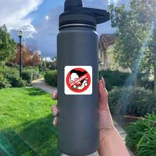 Red Background Cartoon No Smoking Circle, Full Of Childhood Charm And Warning Sense No Smoking Sticker - Waterproof Vinyl Sticker - Durable Matte Surface, Self-Adhesive Bumper Sticker, Suitable For Cars, Windows, Laptops, Trucks, Water Bottles - Multi-Functional Durable Design, Car Sticker - Vinyl - View 6