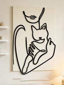Fashionable Metal Wall Art - Cat Line Decor, Unique Modern Home Decor, Perfect Gift For Cat Lovers Gifts Birthday Graduation - Black-d - View 9
