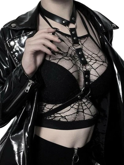 1件装暗黑摇滚朋克风露背腰带，夜店束腰紧身胸衣