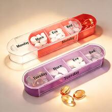Caja de medicina con 28 rejillas extraíble y desprendible de 7 días, caja de almacenamiento y empaque de medicamentos portátil y mini, caja de medicina de color transparente - Ver 7