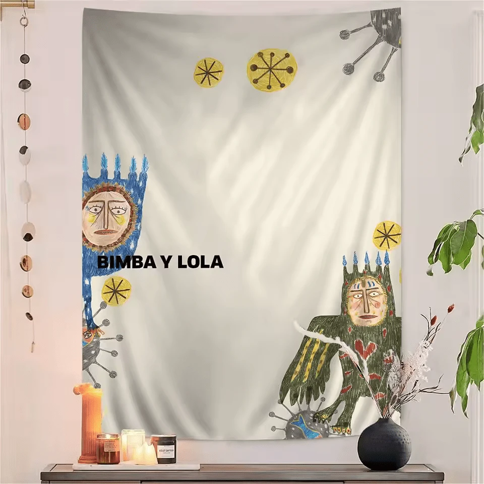 Fashion B-B-BimbaeS L-LolaeS Anime Tapestry Hanging Tarot Hippie Wall Rugs Dorm Home Decor (7) - 主圖顏色 - 查看 1