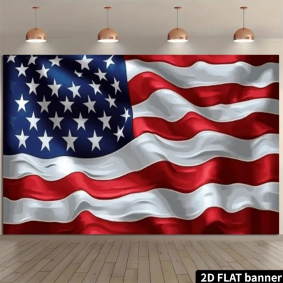 1pc Vibrant American Flag 2D Door Banner - 70.8x157.5 Inches, Durable Polyester, Ideal For Christmas, Weddings, Parties And Patriotic Events, No Power Needed, Weather-Resistant Design, Suitable For Outdoor Use