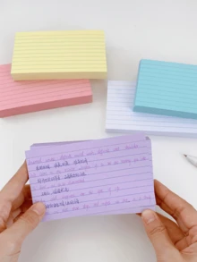 6/10/12pcs 3x5 Inch Index Cards Notebook, Thick 50 Sheets Grid Memo Cards, Lined Memo Pads, Word Draft Book, Student Flashcards, Notes, To-Do Lists, School Supplies, Back To School - Random - View 3