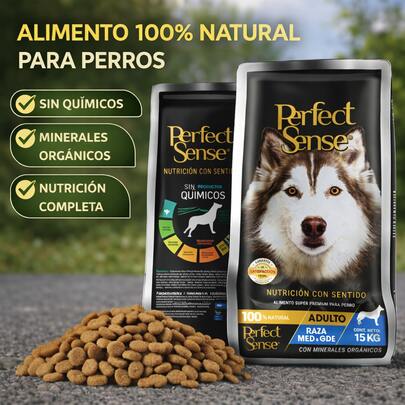 FANCY PETS Perfect Sense Adulto 15 Kg. Perfect Sense Adulto Raza Mediana y Grande Alimento Premium para Perros Croquetas Con Pollo, Omega 3, Prebióticos y Cuidado Articular