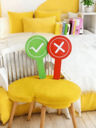 Bộ 1/2 thẻ phản hồi cầm tay dùng trong lớp học, chất liệu PVC hai mặt, có các chỉ báo Đúng/Sai, Lên/Xuống, Bắt đầu/Dừng, Có/Không, công cụ giảng dạy giáo dục giúp học sinh tham gia và phản hồi - Thiết kế hai mặt đỏ/xanh lá cây, phù hợp cho năm học mới.