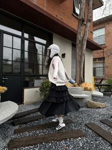 adidas originals 條紋時尚簡約運動半身休閒長裙 女款 - 黑色 - 查看 7