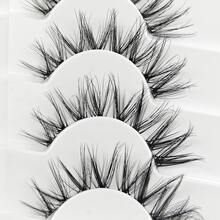 ‌Fluffy Western-Style Fox-Eyed Pure-Seductive False Lashes – (7 Pairs) Medium-Volume Japanese Aesthetic Gradient Layered Pattern, One-Piece Full Strip Design, Clear Band Hand-Tied Edge Detail, Natural Volume & Eye-Enhancing Effect, Premium False Eyelashes For Cosplay, Daily Wear, Or Social Media Makeup - View 6