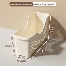 1pc/2pcs Set Ivory Sliding Storage Basket, Breathable Organizer Box For Under Sink, Kitchen Cabinet, Bathroom, Office, Ideal Mother's Day Gift - White [Large Size] - View 11