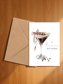 2pcs/Set Oversized Humorous Birthday Card And Envelope Set, Decorated With Watercolor Cocktail Pattern, Gift Card - A - View 4