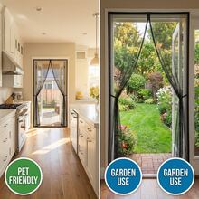TREND GARDEN Premium Polyester Pure Black Square Mesh Magnetic Mosquito Screen Door, Pet-Friendly Summer Breathable Anti Mosquito Net Door Curtain For Bedroom, Self-Closing Magnetic Insect Screen Door Size: 35.4" X 82.68" (90 X 210 Cm) - B - View 7