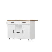 Carrito de cocina de estilo nórdico moderno con ruedas universales de 360°, estante de almacenamiento con cajones y toallero, bandeja plegable y cierre silencioso con resorte, diseño de almacenamiento flexible. - Blanco - Ver 5