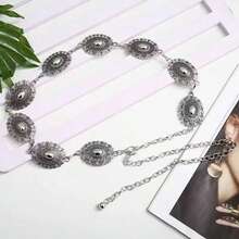 1pc Women's Metal Filigree Boho Style - Silver Large Flower Waist Chain - View 4