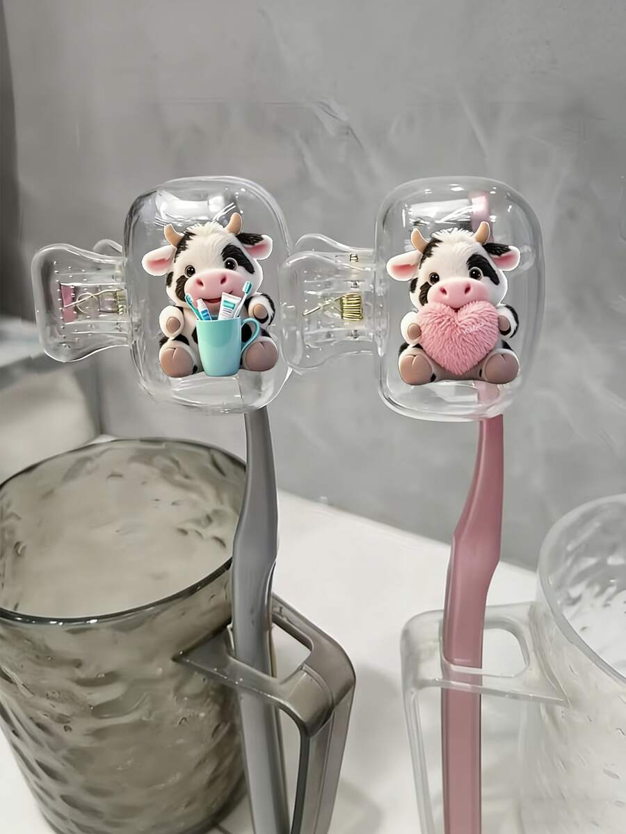 便携式牙刷套、收纳盒和牙刷架套装,饰有可爱的微笑奶牛图案、心形图案和牙刷杯。是居家、商务旅行、日常使用和户外探险的必备浴室配件。这款便携式牙刷收纳盒兼具可爱的宠物主题收纳功能、装饰性牙刷套和紧凑的收纳方案。 - 彩色 - 查看 1