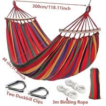 1pc Thick Outdoor Hammock With Wooden Rods - Reinforced Nylon Rope, Suitable For Yard, Garden, Park - Double Person Hanging Chair Swing, Balcony Multifunctional (Frame Not Included) - A - View 8