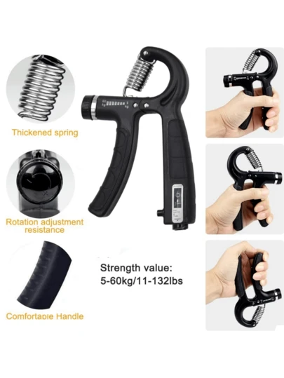 1 pieza/7 piezas Fortalecedor de agarre ajustable de resistencia, entrenador de antebrazo para dar forma y ejercicio, entrenador de fuerza de agarre, conjunto de herramientas para mejorar la fuerza de agarre (fundas de silicona para los dedos, pelota de agarre, anillo de agarre, dispositivo de agarre, entrenador de cinco dedos, bolsa de lona, etc.), accesorios de gimnasio