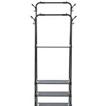 Perchero de doble varilla: percheros de metal para colgar ropa, perchero resistente con 3 estantes, organizador de ropa portátil para dormitorio, lavandería, sala de estar, negro - Negro - Ver 8