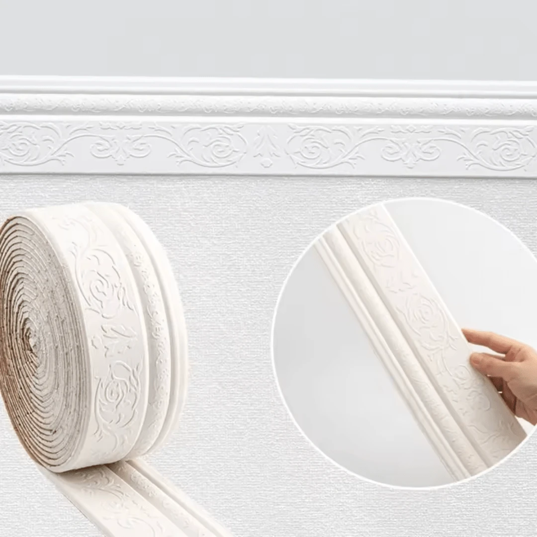 1 Roll 3.93 Inch X 90.55 Inch Self-Adhesive Waistline, Solid 3D Frame Wall Sticker For Decorating Wall Corners, Door Frame Edges, Wall Sticker Background Trim, For Wall Protection And Home Decor