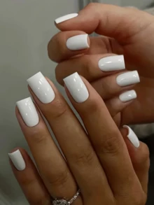 Bộ 60 miếng dán móng tay ngắn/dài, bộ dán móng tay gel mềm màu trắng kiểu Pháp, phù hợp cho mọi phụ nữ và bé gái, thiết kế móng tay kiểu Pháp, thích hợp để dán hàng ngày, 15 kích cỡ, phù hợp cho phụ nữ. - trắng - Xem 7