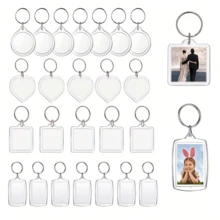 10pcs Acrylic Photo Frame Keychain, Large Photo Insert Keyring Pendant Rectangle, For Double-Sided Photo DIY Ornament Frame - Multicolor - View 3