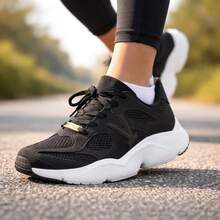 Vizzano Women's Streetwear Chunky Flatform Sneakers - Comfortable, Soft, Stylish, Casual, Original - 黑色 - 查看 1