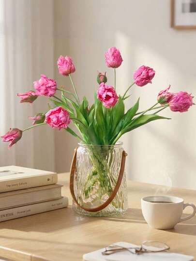 5 cành hoa tulip giả hình vẹt, hoa giả mềm mại dùng để trang trí nhà cửa, cắm bình, phòng khách, phòng ngủ, đám cưới, ngày Valentine.