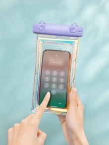 1/2/3pcs Waterproof Anti-Drop Laser Cut Phone Pouch, Swimming Halter Phone Case, Sealed Phone Shell, Transparent Diving Phone Case Suitable For Outdoor Rafting Swimming, Touch Screen Phone Case - Purple - View 2