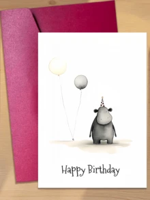 12张可爱动物气球空白生日贺卡、感谢卡、邀请卡、节日礼物 - A - 查看 5