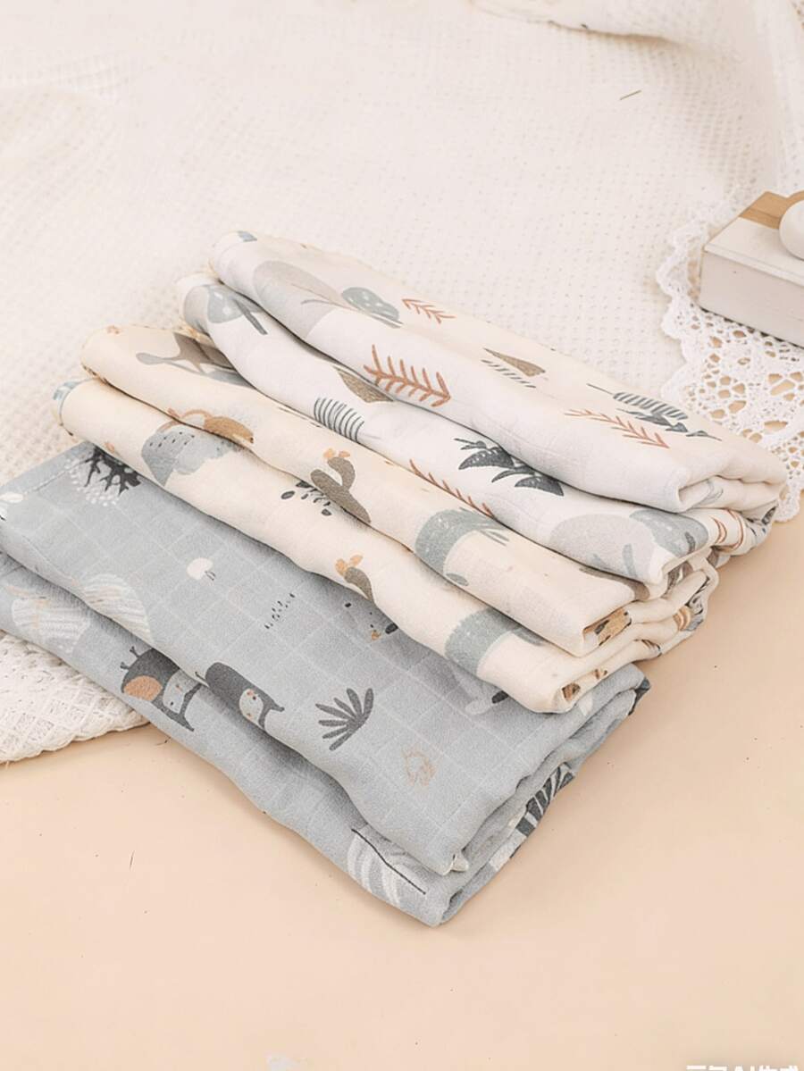 3 chiếc chăn quấn em bé [Oeko-Tex], họa tiết động vật rừng, thoáng khí, mềm mại, nhẹ nhàng và thoải mái cho bé gái và bé trai sơ sinh. - Nhiều màu - Xem 1