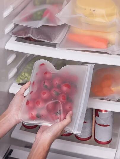 3 confezioni di sacchetti riutilizzabili per alimenti in EVA, sacchetti multifunzionali a tenuta stagna e autosigillanti per mantenere la freschezza, adatti per conservare frutta, verdura, panini, carni e altri alimenti, forniture per la cucina, adatti per sigillare il cibo per la conservazione fresca e la preparazione dei pasti.