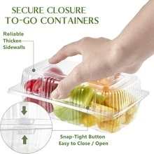 50个/100个装便携式透明塑料食品容器，带盖，尺寸为7.2英寸×4.7英寸×3英寸，适用于厨房，可盛放甜点、蛋糕片、桃子糕点、汉堡、沙拉、糕点、意大利面、三明治、热狗、薯条、瑞士卷和其他外卖食品。 - 透明色 - 查看 5