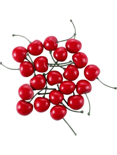 40 piezas de cerezas artificiales, decoración de frutas realistas, adecuadas para decoración de escritorio del hogar, decoración de fiestas de frutas de cocina, accesorios de decoración de pasteles de cumpleaños, decoración de escenas de bodas