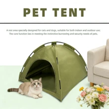 猫帐篷，狗宠物屋，猫帐篷洞穴床，便携式小型猫帐篷，可折叠屋，适合室内/室外小型宠物四季使用，纯色设计 - 均碼 - 查看 2