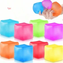 时尚挤压玩具，麦芽糖冰块挤压玩具，透明水冰块慢回弹减压玩具，高品质耐磨/防摔玩具，适合桌面装饰、复活节篮子填充物、复活节礼物、减压用品、生日礼物、完美礼物、惊喜玩具！ - 彩色 - 查看 10