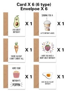 12张可爱水果贺卡，手写生日祝福，励志卡片，空白感谢卡，邀请卡，节日礼物 - A - 查看 14